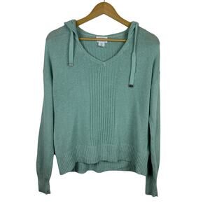 Sigrid Olsen Womens Linen Knit Pullover Hoodie Sz S Coastal Beachy Vacation‎